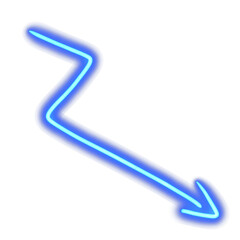 Blue neon glowing arrow