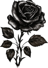Black Rose Flower Illustration Vector AI Generative Image 
