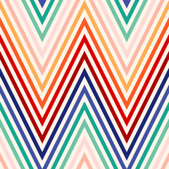 Zigzag vector seamless pattern. Funky colorful chevron stripes background. Texture with lines, striped zig zag, waves. Simple abstract geometric background with gradient effect. Repeat modern design