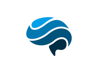 modern wave brain illustration icon logo