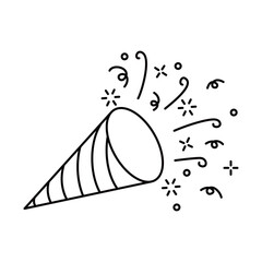 popper confetti icon design. party element sign and symbol. festival decoration.
