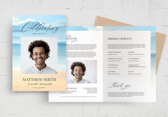 Beach Funeral Program Brochure Layout
