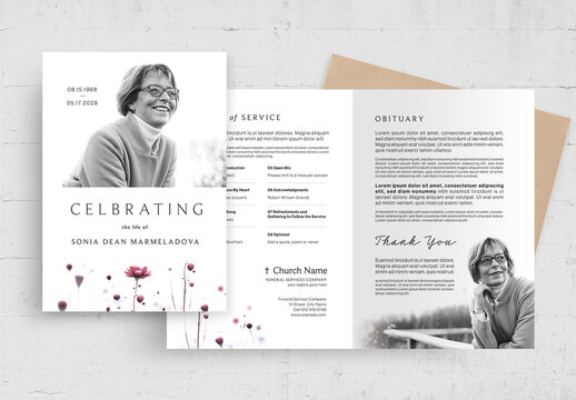 Floral Funeral Program Brochure