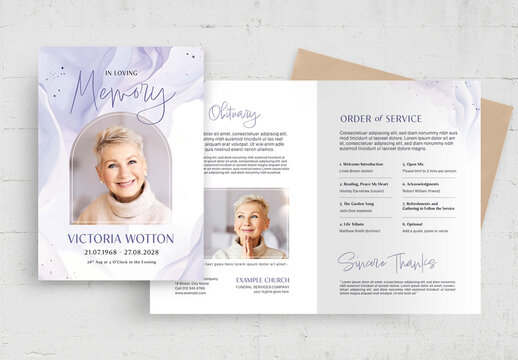 Purple & White Funeral Program Layout
