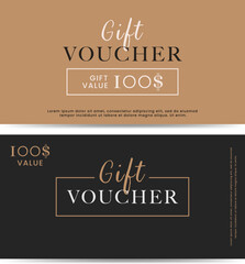 Gift Voucher Template Promotion Sale discount, black and gold background, vector illustration