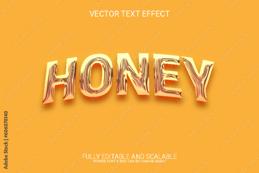 Wall mural honey 3d editable vector eps text effect design