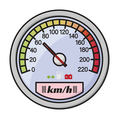 Speedometer vector icon.Color vector icon isolated on white background speedometer .