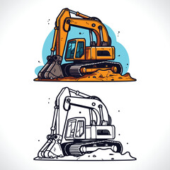 Excavator Vector Illustration Construction Logo Design