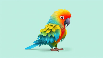 Obraz premium Colorful parrot, cartoon illustration - generative AI, AI generated