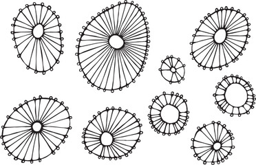Stylized circle fantasy disc drawing wheel, vector spot illustrations, art drawing graphic resource