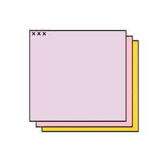 Post it note box, note pads paper stacked illustration hand drawn pastel colors