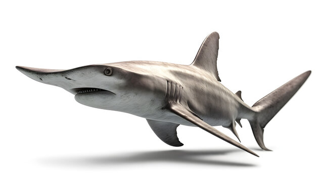 A hammerhead shark isolated on white background - Generative AI