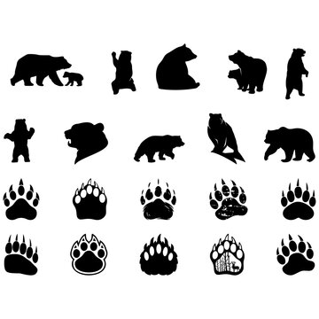 set of bears silhouettes, bear vector