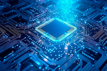 AI. Circuit board. Technology background. Central Computer Processors CPU concept. Motherboard digital chip. Tech science background. Generative ai edited