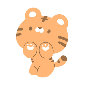 The orange cartoon tiger dances with adorable grace.