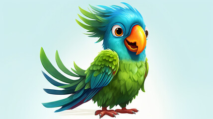 Colorful parrot, cartoon illustration - generative AI, AI generated