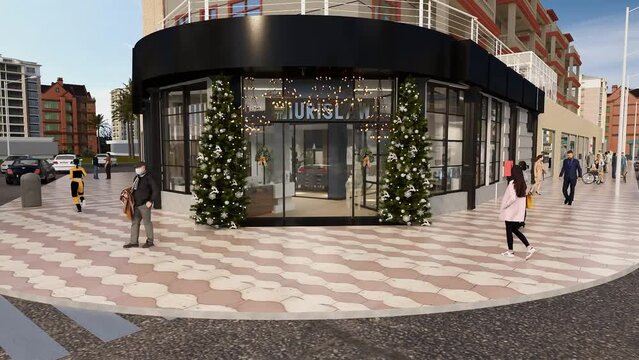 local comercial de oficinas con dise&ntilde;o moderno en navidad 