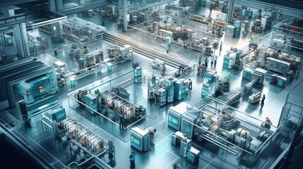 Fototapeta premium A modern factory floor with automated processes and efficient production lines Generative AI