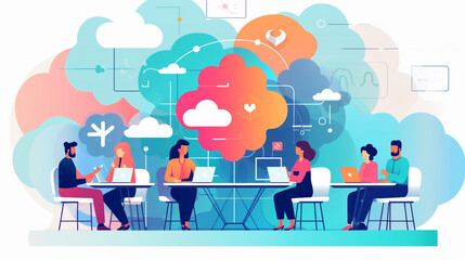 A modern marketing agency with a team brainstorming creative ideas and strategies Generative AI