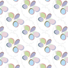 Abstract fantasy pattern of elements of different shapes, small colored circles in the form of chains.
