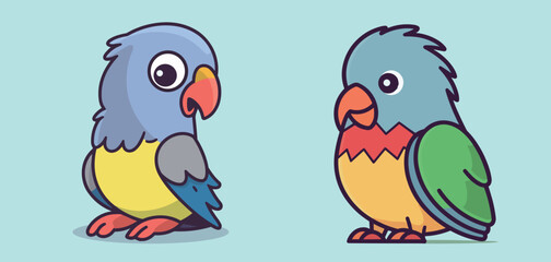 Fototapeta premium Cute two parrots child cartoon vector illustration