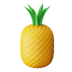 3d icon pineapple isolated on transparent background