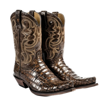 a Cowboy boots, Exotic alligator, Western-themed, photorealistic illustrations in a PNG, cutout, and isolated.. Generative AI
