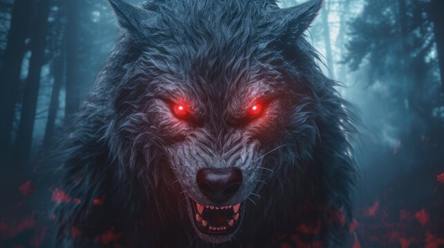 red wolf eyes in the dark