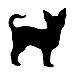 Black silhouette of a dog breed chihuahua