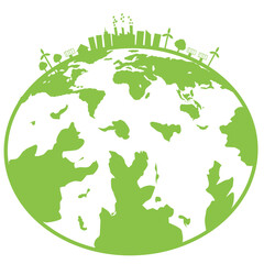 Ecology Concept With Green City On Earth  ,  World Enviroment And Sustainable Development 