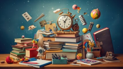 school supplies and back to school concept, generative ai