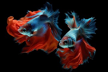 Obraz premium A stunning display of betta fighting fish