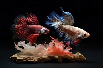 Fototapeta premium A stunning display of betta fighting fish