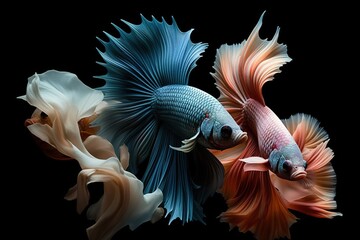 A stunning display of betta fighting fish