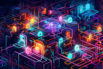 Obraz premium Abstract neon art, Generative AI