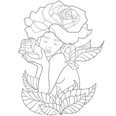 coloring page girl with shouts on her head
