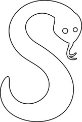Snake line drawing for decoration.