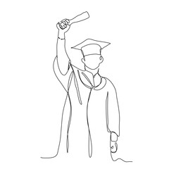 one line drawing of a man with a diploma