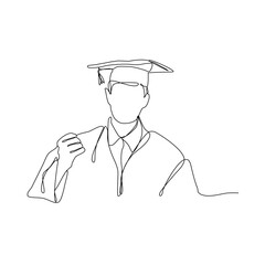 one line drawing of a man with a diploma