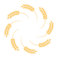 Wheat wreath circle frame. Bakery ear symbol. Vector illustration isolated on white.