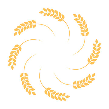Wheat wreath circle frame. Bakery ear symbol. Vector illustration isolated on white.