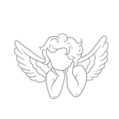 Naklejka premium Cupids drawn in one line