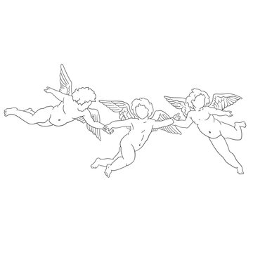 recommend clip art: Cupids drawn in one line
