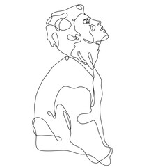 Obraz premium guy looking up one line drawing