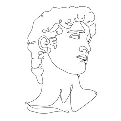 man's face drawn in one line in perspective