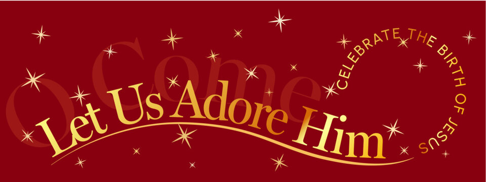 Christmas Banner in Red and Gold - Celebrate the Birth of Jesus