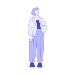 Business Woman Character Standing with Hand in Pocket Vector Illustration