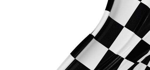 Wavy racing checkered flag with diagonal folds. Realistic 3d render