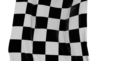 Wavy racing checkered flag with diagonal folds. Realistic 3d render