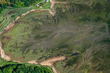 vue aérienne du golfe du Morbihan en France